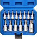 Mayouko 14PCS Torx Bit Socket Set, T6-T60, 1/4-Inch, 3/8-Inch and 1/2-Inch Drive, S2 and Cr-V Steel, Star Bits Socket Set