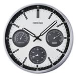 Seiko Analog Wall Clock with Thermometer & Hygrometer, Quiet Sweep, White Dial & Luminous Hands (Model: QXA823S ¦ 33 cm ¦ Weight: 1.24 kg)