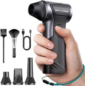 VANTRUE POWER T150 Compressed Air Duster-110000RPM Super Power Electric Air Duster, 3-Gear Adjustable Mini Blower with Fast Charging, Dust Blower for Computer, Keyboard, House, Outdoor and Car