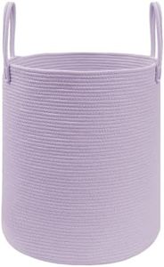 JMvicyroam Large Woven Laundry Basket Hamper,100L Cotton Rope Storage Bin for Blankets,Toys and Clothes,Decorative Tall Nursery Hamper for Living Room,Baby Nursery,Bathroom and Bedroom,Purple
