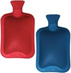 Hot Water Bottles Natural Rubber-Pack of 2 one Litre (1L) Large Hot Water Bottle | Hot Water Bag for Pain Relief | Secure & Leakproof (1 Litre, 2 Pack)