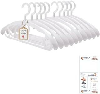 Trrcylp 10 Pack Heavy Duty Hangers Plastic 25 lb Capacity Swivel Hook Clothes Hanger Wide Shoulder Non Slip Thick Coat Hanger (White)