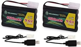 QBLPOWER 9.6V 1500mAh NI-MH Rechargeable Battery Pack for RC Car Boats Robots and Charger Cables(2 Pack)