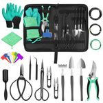 Garden Tool Set,24PCS Carbon Steel Indoor Outdoor Plant Trimming Tool Kit,Gardening Bonsai Tools Set with Carry Bag,Gardening Hand Tool Gift Kit Mini Transplanting Tools,Garden Gift