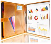 Handmade Full Grain Leather Business Portfolio by Rustic Town | Professional Organizer Men & Women | Durable Leather Padfolio for Men with Sleeves for documents Notepad (Cognac)