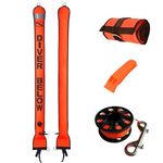 LalaKoo Diving Surface Marker Buoy Set SMB 5ft High Visibility Inflatable Scuba Signal Tube Safety Sausage with 100ft Diving Spool Reel and Clip