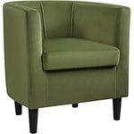 Yaheetech Tub Chair Accent Living Room Chair Barrel Upholstered Armchair Velvet Modern Club Sofa Chair for Dining Room Reception Chairs Olive Green