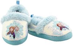 Disney Frozen 2 Elsa Anna Girls Toddler Plush A-Line Slippers (13-1 M US Little Kid, Blue)