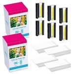 Compatible with Canon Selphy CP1500 CP1200 CP1000 CP910 CP1300 Ink and Paper, KP-108IN KP108 6 Color Ink Cartridges and 216 Photo Paper Sheets (4'' x 6'' Glossy Paper) for Selphy CP Photo Printers