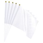 sourcing map White Flag Stick Hand Held Small Mini DIY Flag Banner 8.2 Inch x 5.5 Inch Rectangle for Festival Events Party Decoration Pack of 25