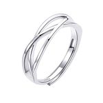 Sterling Silver Adjustable Ring S925 Silver Rings for Women Cubic Zirconia Twist Love Knot Dainty Ring Silver Minimalist Open Finger Rings Silver Thumb Sterling Silver Ring