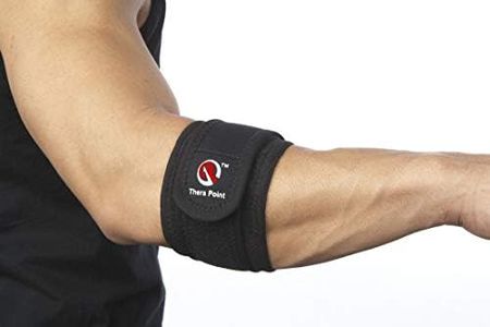 Thera Point Acupressure + Thermal Elbow Support Strap/Brace for Tendonitis, Tennis Elbow, Golfers Elbow - Small/Medium
