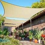 ShadeMart 8' x 10' Beige Rectangle Sun Shade Sail UPF50 Canopy SMTAPR0810, Water Permeable & UV Block, Heavy Duty, Easy Install & Durable for Patio Garden Backyard - (We Make Custom Sizes)