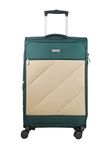 Carriall Slash Green & Beige Polyester Luggage Bag for Travel (Large) | Suitcase for Travel & Business | 8 Spinner Wheels, Anti Theft & Front Pockets | Travel Suitcase for Men & Women