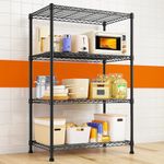 REIBII Shelving Unit Metal Shelving Unit Shelving Units for Storage Loads 360KG 4-Tier Storage Shelves Heavy Duty Storage Rack Wire Metal Shelves, 90 x 35 x137CM, Black…