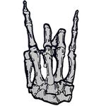 Punk Rock and Roll Skeleton Finger Heavy Metal Music Hand Symbol Sign Language Patch Embroidered Applique Badge Iron On Sew On Emblem