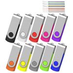 USB Flash Drive 8GB 10 Pack Flash Stick Pen Drive Gig Stick Memory Stick USB2.0 Pendrive Thumb Drives for Fold Date Storage (Bulk 10-10 Mixed Colors)