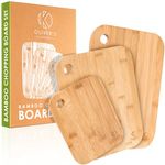 Oliver's Kitchen ® 3 x Set of Wooden Chopping Boards - Different Sizes for Every Occasion - Beautifully Designed, Durable & Hard Wearing - 100% Natural Organic Bamboo Cutting Boards - Easy to Clean