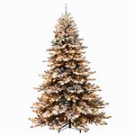 Puleo International 6.5' Flocked Royal Majestic Fir Artificial Christmas Tree with 500 Lights, Green