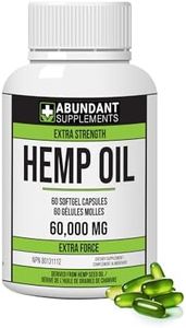 NEW Hemp Oil Capsules - 60 Softgels – 60,000mg Extra Strength Formula Helps Treat Inflammation & Pain Relief - Derived Hemp Seed Oil Rich in Antioxidants Improves Skin Health & Sleep – Non-GMO Omega 3 6 9 Balance Oil Made in Canada