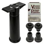 Vacuum Pump with 4 Reusable Wine Stopper, Wine Bottle Stopper, Black Preserver Pump for Wine, Airtight Seal, Keep Wine Fresh Longer, Ideal for Red/White Wine Preservation