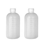 2PCS 500ML/16.9oz PE Plastic Empty Small Mouth Graduated Lab Chemical Bottle Leak-Proof Sample Sealing Liquid Container Storage Jars with Plastic Cap