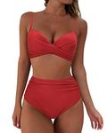 RXRXCOCO High Waisted Bikini Set Push Up Bikini Top with Tummy Control Bikini Padded Bikini 2 Piece