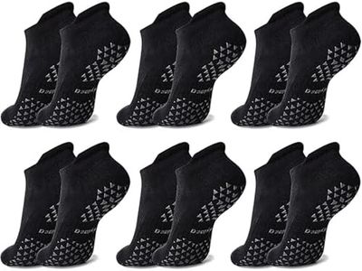 Hylaea Unisex Cushioned Non Slip Socks with Grip for Yoga Pilates Barre Home Hospital Black Small Medium 6 Pairs