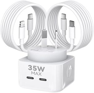 HEYMIX iPhone Fast Charger, 35W Dual USB-C Charger with Type-C & Lightning Cables, 2-Port 30W/25W/20W USB-C Adapter, Dual USBC Wall Plug Compatible with iPhone 15/14 Pro, Samsung S23/S22, Pixel 8/7/6