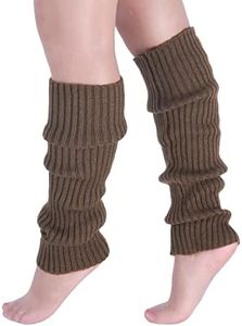 Milumia Women's 1 Pair Ribbed Knit Leg Warmers 80s Boot Long Socks Khaki One Size