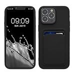 kwmobile Case Compatible with iPhone 15 Pro Max Case - TPU Phone Cover with Credit Card Holder - Black