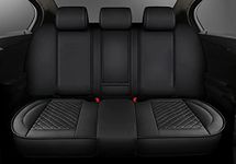 Car Rear Seat Covers Luxury Leather Car Back Seat Bottom Covers Universal Protector Cushions for Car Rear Seat Fit 95% Sedan SUV Truck Mini Van (Black)