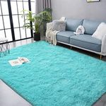 Kimicole Ultra Soft Fluffy Area Rug for Bedroom Living Room Home Decor, Plush Shaggy Rug for Playroom Dorm Room, Upgraded Furry Rugs for Teen Girls Kids Room Decor, Nursery Rug, 4x6 Feet Teal