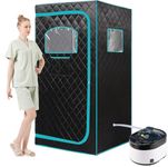 AURGOD Portable Steam Sauna Box, Home Sauna Tent with a 4 L & 1500 W Large Steamer, Time & Temperature Remote Control, and Reinforced Foldable Chair