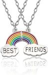 Best Buds BFF Best Friends Matching Heart Pendant Necklaces Kid Forever Friendship Birthday Gift (Rainbow)