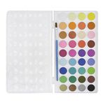 Watercolor Paint Set 36 Assorted Colors Solid Cake Non-Toxic Gouache Watercolor Children Solid Powder Paint with Bonus Paintbrush Artist Students Drawing Paint Pan Palette Painting Supplies Xmas Gift