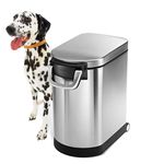 simplehuman CW1887 25L 12KG Medium Pet Dog Dry Food Storage Container Bin, Lid-Mounted Measuring Scoop, Airtight Seal, Pet-Proof Lock, Removable BPA-Free Inner Bucket, Brushed Stainless Steel