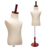 Child Mannequin, Kid Dress Form Mannequin Torso Adjustable Height Unisex Toddler Mannequin Body with Solid Wooden Base, for Clothing Dress Jewelry Display, (Brick red, 6-7 Years Old)