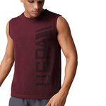 U.S. POLO ASSN. Men Sleeveless Brand Print Polyester I711 Vest - Pack of 1 (Maroon Mel L)