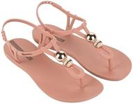 Ipanema Women's Class Spheres Sandals - Comfortable and Trendy Open Toe T-Strap Sandals with Adjustable Back Strap Closure, Pink/Bronze, 6