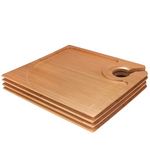 BambooMN 7.9" x 7.1" Bamboo Cocktail Appetiser Plates with Wine Glass Holder, 10 Pieces