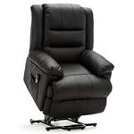 More4Homes LOXLEY DUAL MOTOR ELECTRIC RISE RECLINER BONDED LEATHER ARMCHAIR ELECTRIC LIFT RISER CHAIR (Black)