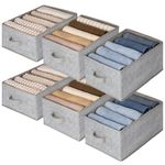 GRANNY SAYS Wardrobe Storage Organiser for Jeans, Pack of 6 T Shirt Storage Organisers, Jeans Organiser for Drawers, Closet Organisers for Jumper Pants Sweater, Grey Storage Boxes for Trousers