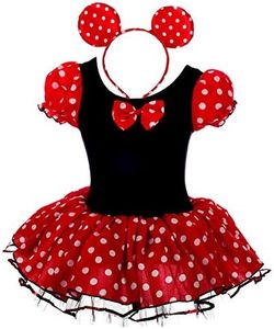 Lito Angels - Costume di Minnie per bambina, Vestito da festa di Halloween e compleanno, con orecchie di topo cerchio per capelli, Taglia 2 3 Anni