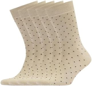 VRD SOCKS Men’s Dress Socks, Mid Calf Socks for Men, Dotted Design, Crew Socks for Men Shoe Size 8-13 (Khaki,Tan, Beige, Light Brown, 5-Pairs)