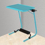 TABLE MAGIC – Pro with Footrest Extended Work Space Laptop Table Mat Finish Multipurpose Height Adjustable Work Study Tv Tray Table Lap Desk (Pro- Footrest Aqua Blue)