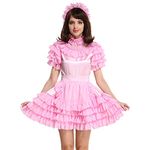 GOceBaby Sissy Lockable Maid Light Pink Stain Dress Uniform Costume (XXXL)