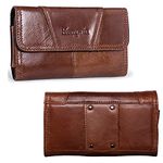 Premium Leather Horizontal Belt Case Carrying Case Belt Loop Pouch Cellphone Holster Sleeve with Magnetic Closure for Apple iPhone 6 Plus 7 Plus LG V20 Samsung S8 Plus S6 Edge Plus S7 Edge Plus-Brown