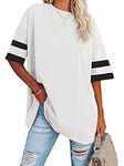 Famulily Cotton Tshirt Women Summer Half Sleeve Tops for Women Ladies Comfy Oversized Baseball Tshirts White M