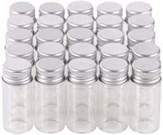 MaxMau 100 10ml Vials Small Mini Tiny Glass Bottles Clear Empty Jars with Aluminum Top Screw Lids Message Sample Bottle Wedding Favors Decorations DIY Jewelry Accessories Liquid Hold Storage